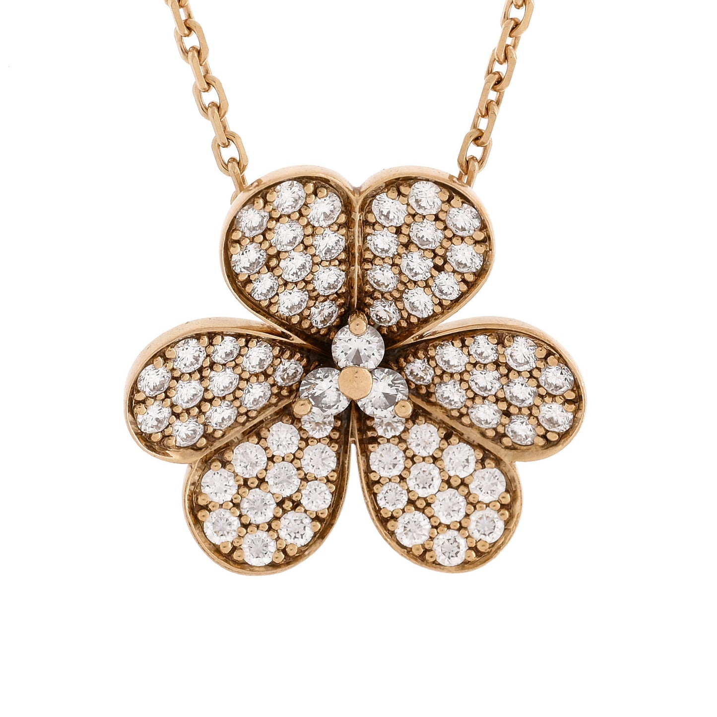 18K Yellow Gold Diamond Large Frivole Pendant Pave Necklace