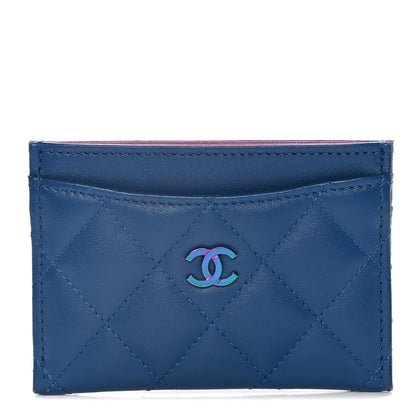 Chanel Lambskin Quilted Card Holder Blue Pink 1 of 8
