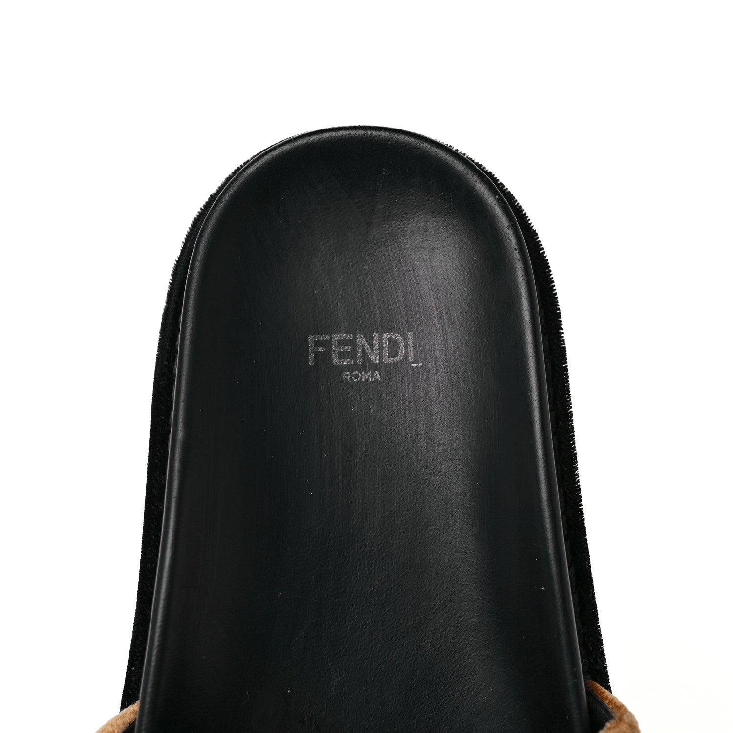 Fendi Velvet FF Slide Sandals 37 Testa di Moro Tobacco Fragola 8 of 8