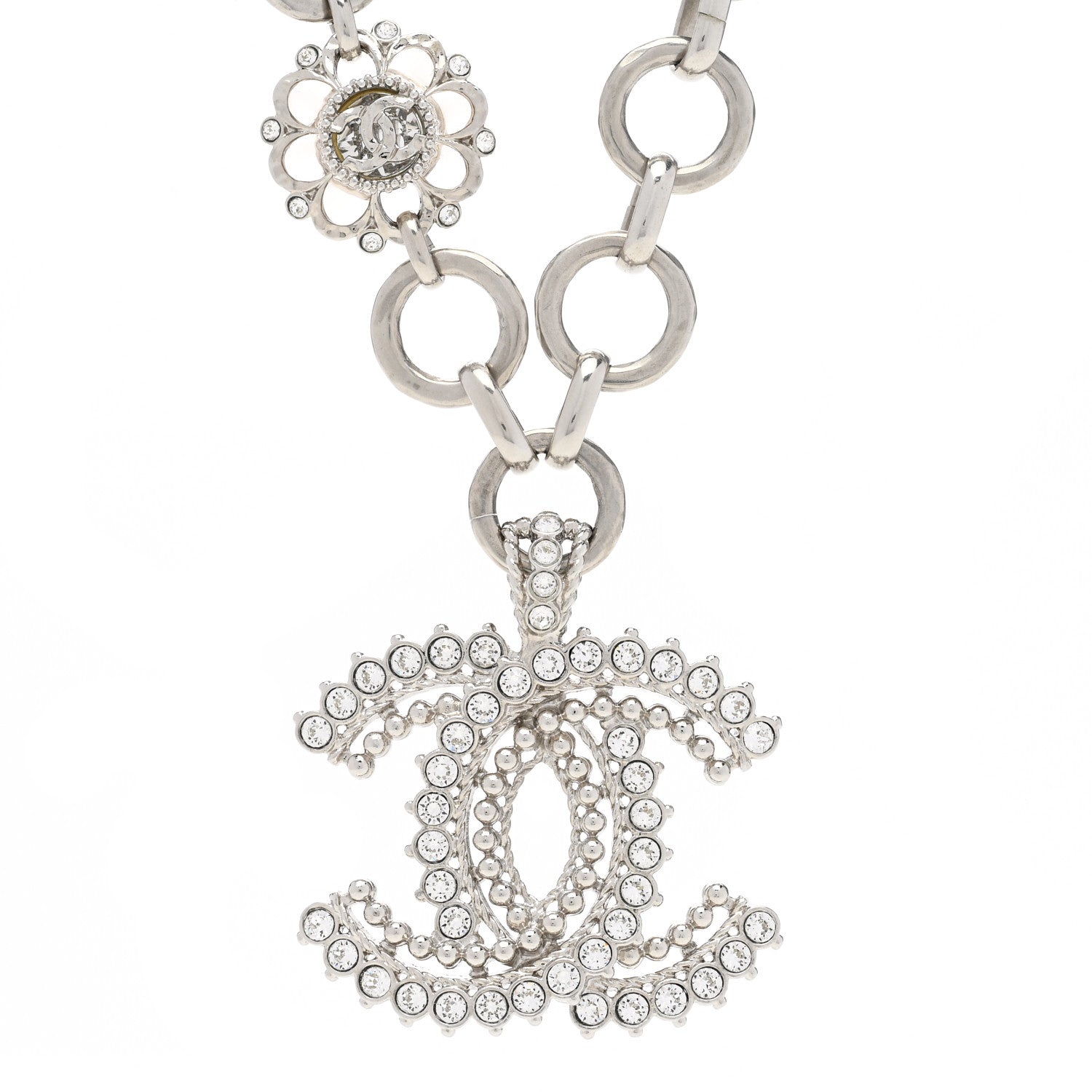 Chanel Crystal CC Short Necklace Silver 4 of 6