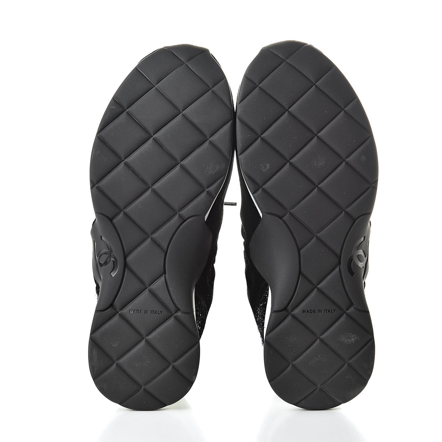 Chanel Stretch Fabric Velvet CC Sneakers 36.5 Black 5 of 8