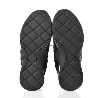 Chanel Stretch Fabric Velvet CC Sneakers 36.5 Black 5 of 8