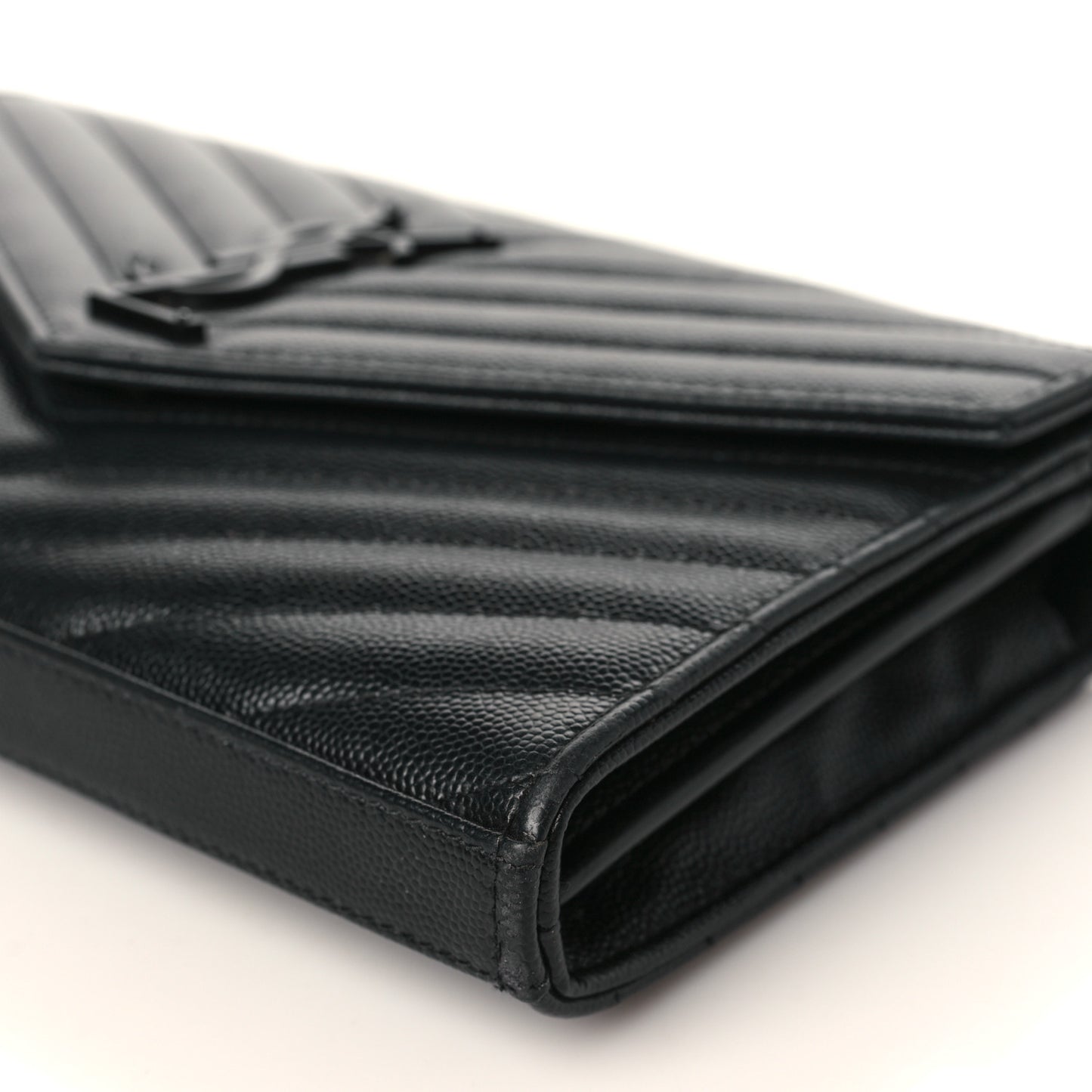 Grain De Poudre Matelasse Chevron Monogram Chain Wallet Black