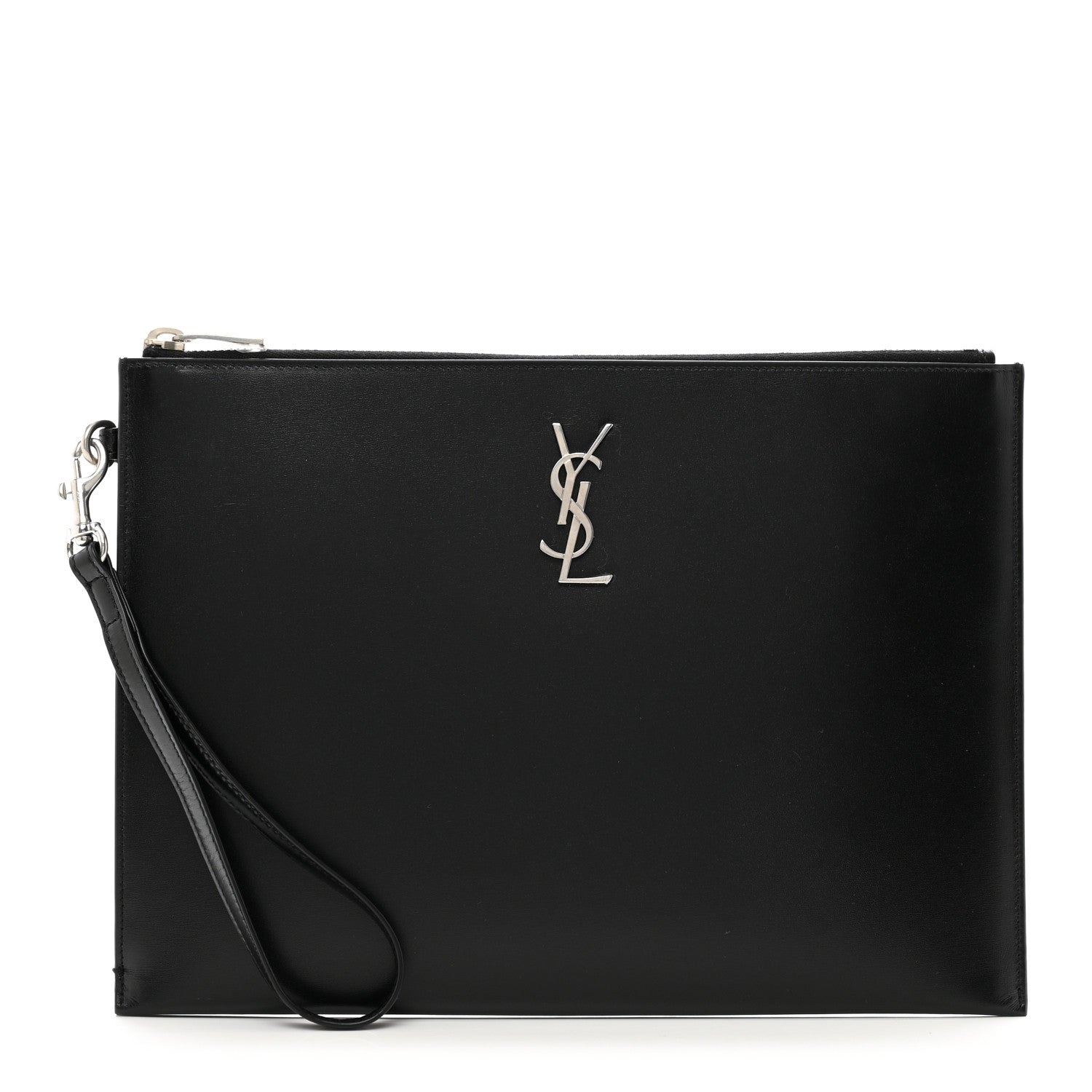 Saint Laurent Calfskin Cassandre Tablet Pouch Black Black 1 of 8