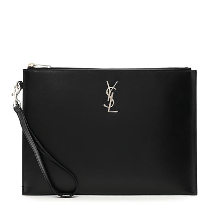 Saint Laurent Calfskin Cassandre Tablet Pouch Black Black 1 of 8