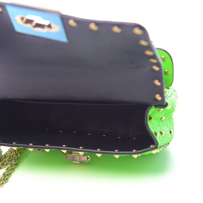 Valentino Garavani Calfskin Mini Rockstud Spike Shoulder Bag Fluo Green 5 of 9