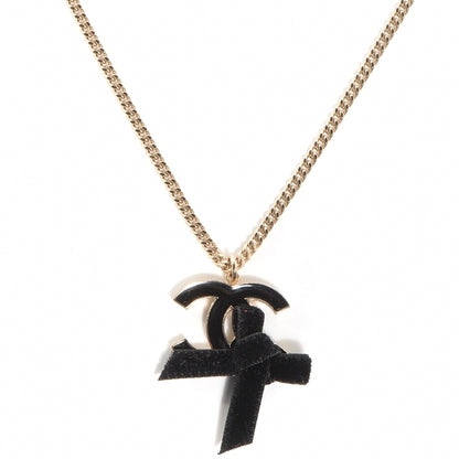 Chanel Large Enamel CC Ribbon Necklace Black 1 of 5
