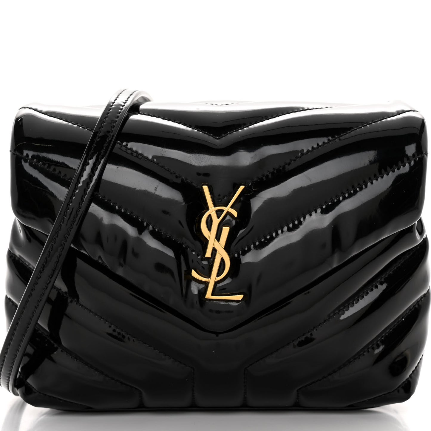 Patent Y Quilted Monogram Toy Loulou Crossbody Bag Black