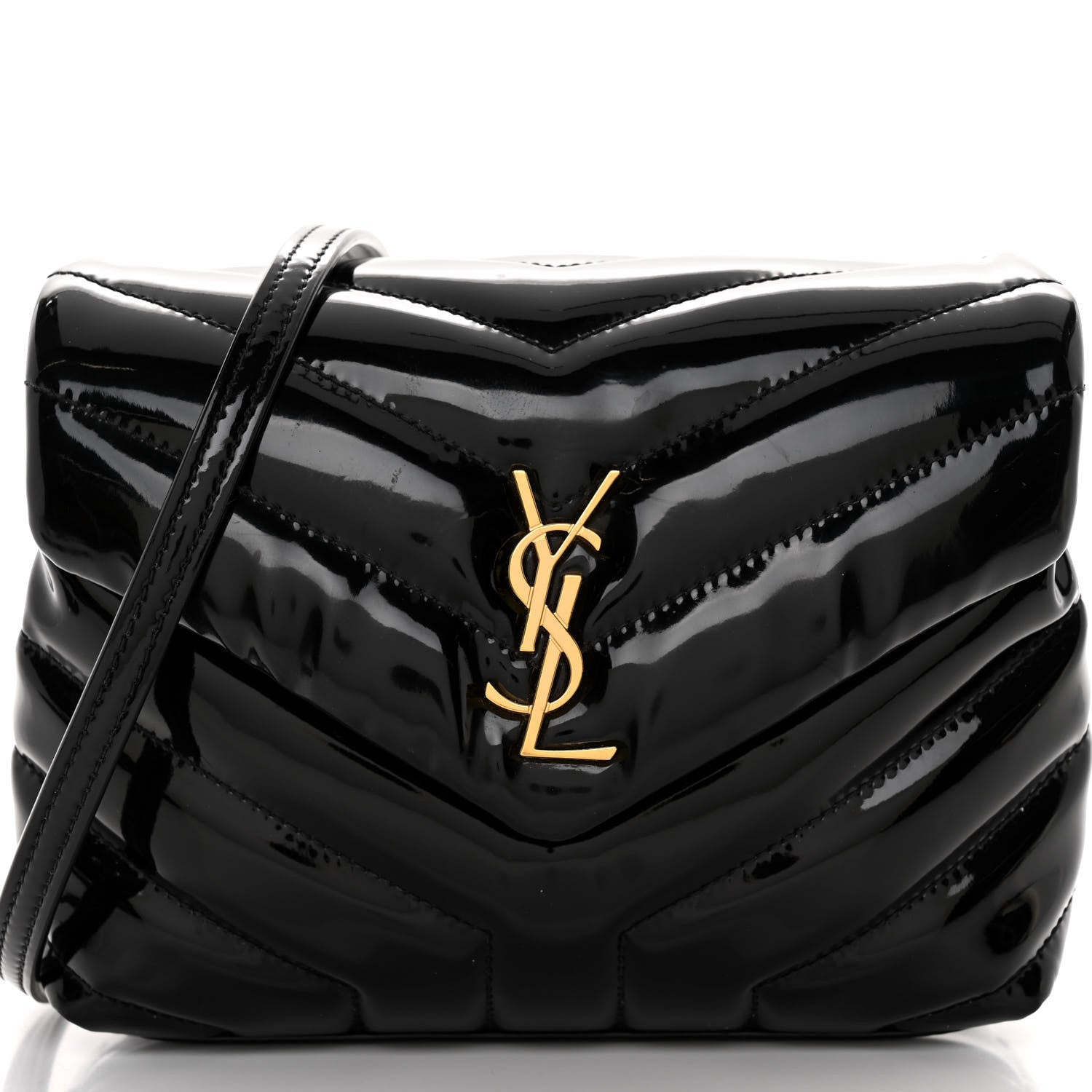Saint Laurent Patent Y Quilted Monogram Toy Loulou Crossbody Bag Black 8 of 10