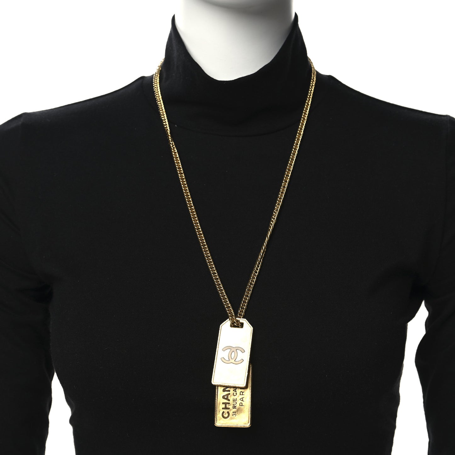 ID Dog Tag Charm Necklace Gold