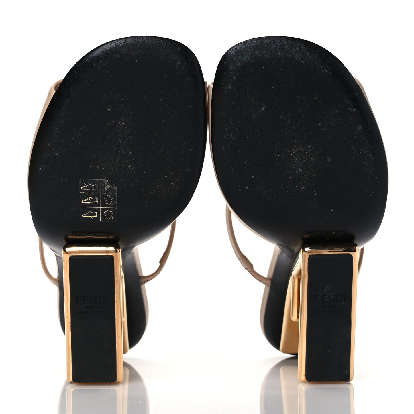 Calfskin Fendi First 95mm Slide Sandals 41 Poudre