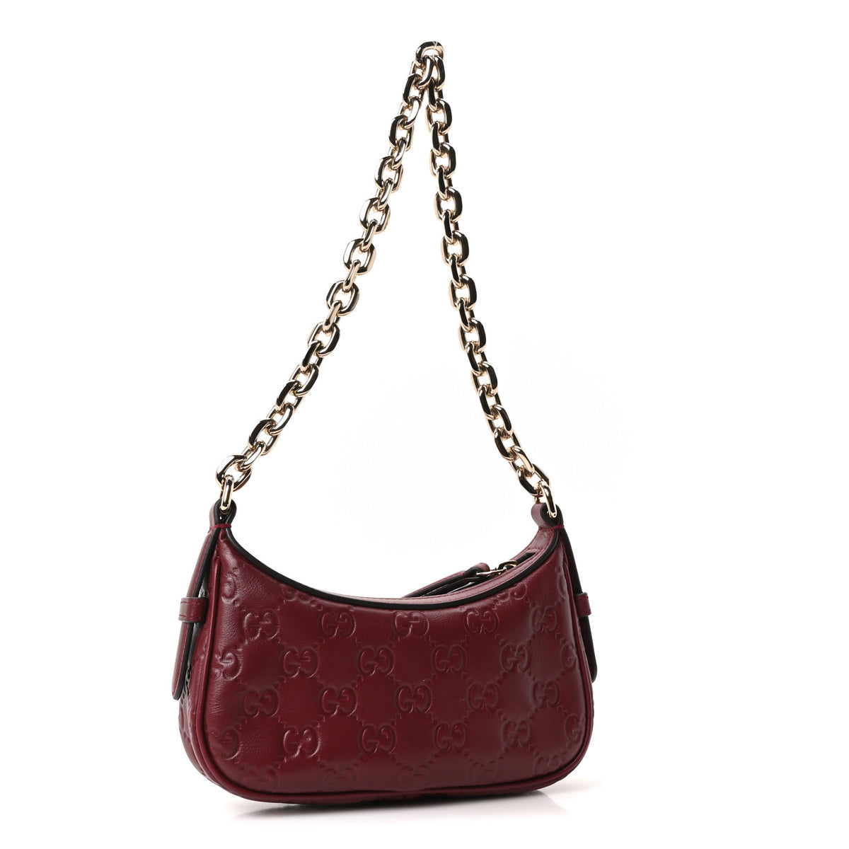 Gucci GG Calfskin Embossed Emblem Mini Shoulder Bag Rosso Ancora 3 of 10