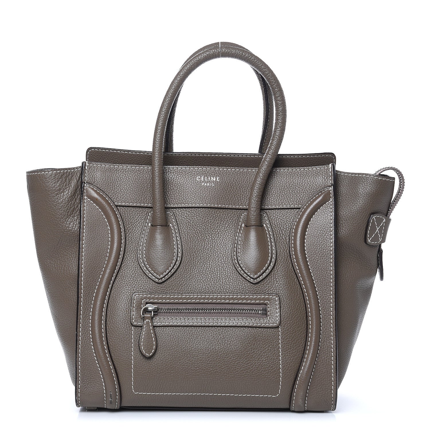 Celine Drummed Calfskin Micro Luggage Souris 1 of 16