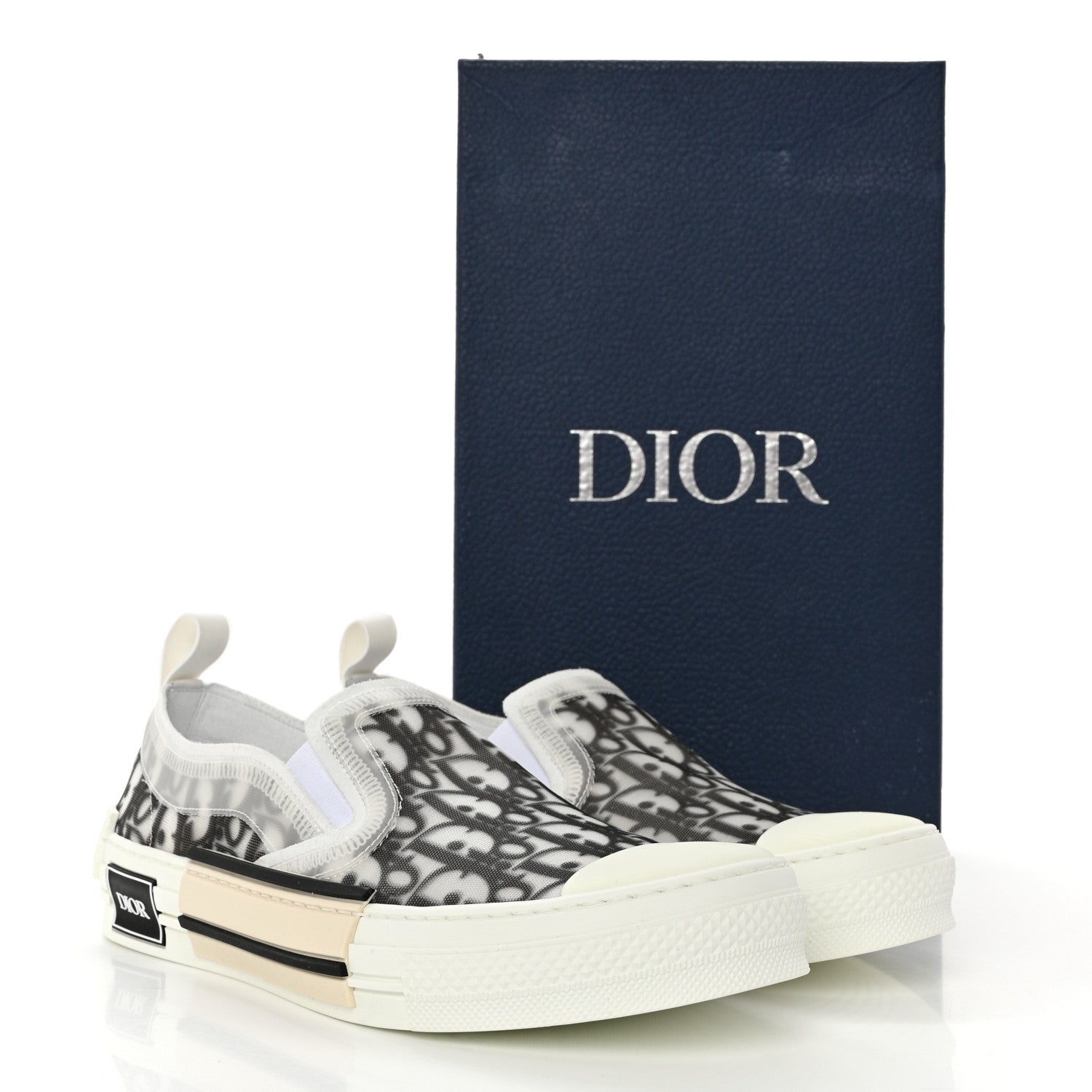 Christian Dior Technical Canvas Oblique Mens B23 Slip On Sneakers 42 Black White 8 of 8