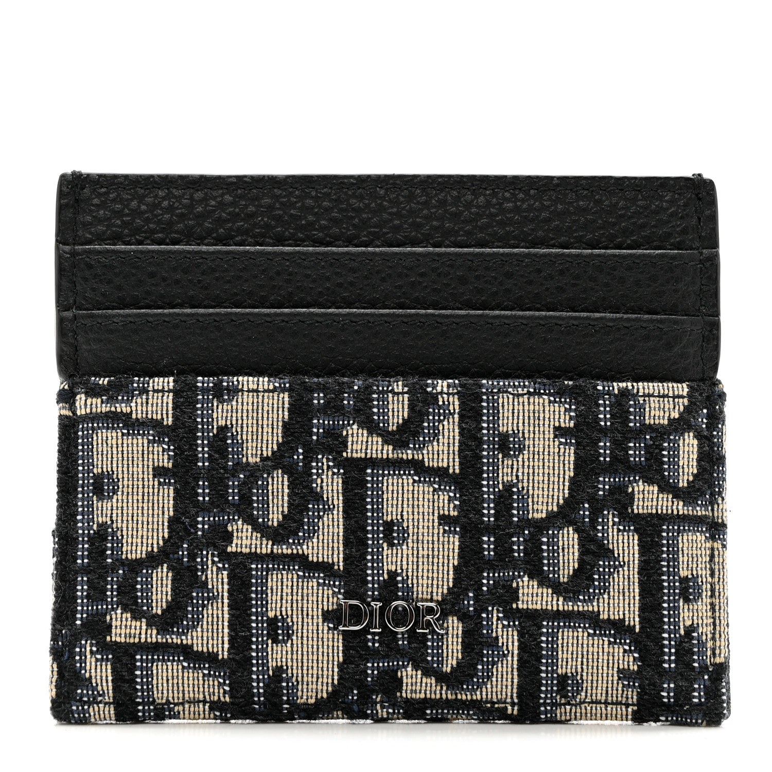 Christian Dior Grained Calfskin Oblique Card Holder Black 1 of 7