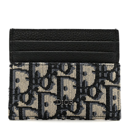 Christian Dior Grained Calfskin Oblique Card Holder Black 1 of 7