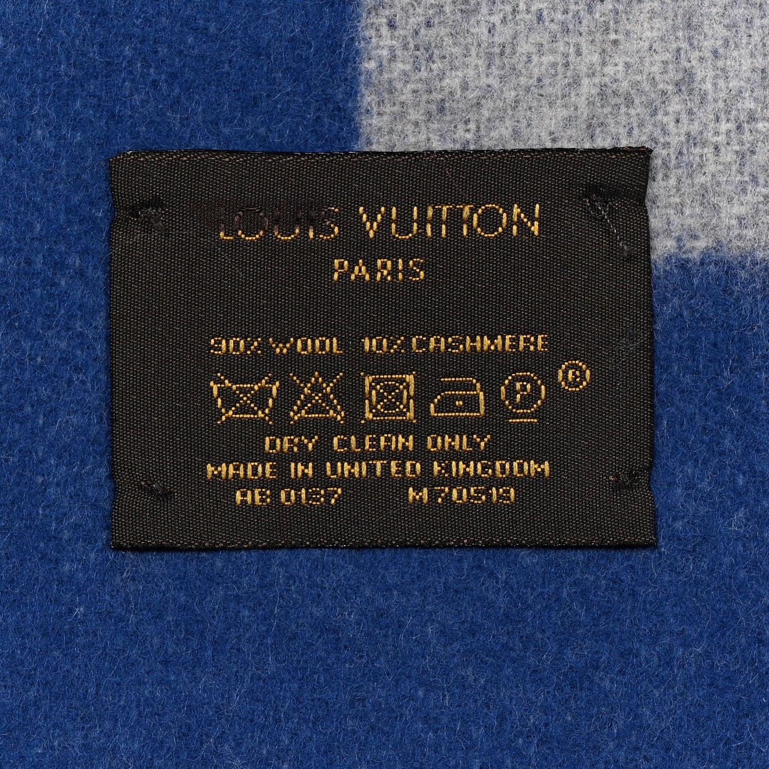 Louis Vuitton Lambswool Angora Cardiff Scarf Blue Grey 3 of 3