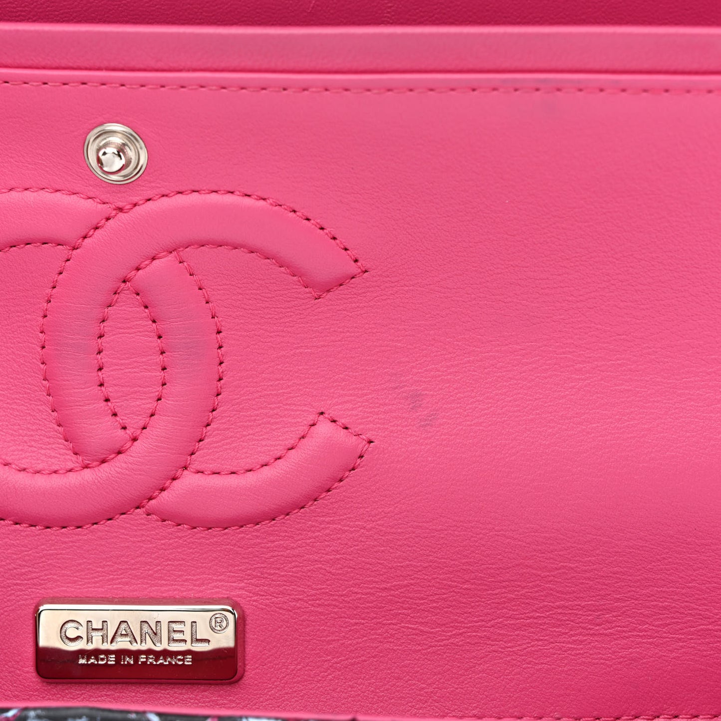 Metallic Snakeskin Medium Double Flap Light Blue Pink