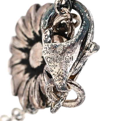 Gucci Sterling Silver Blue Topaz Mother of Pearl Resin Double G Flower Bracelet Turquoise 3 of 6