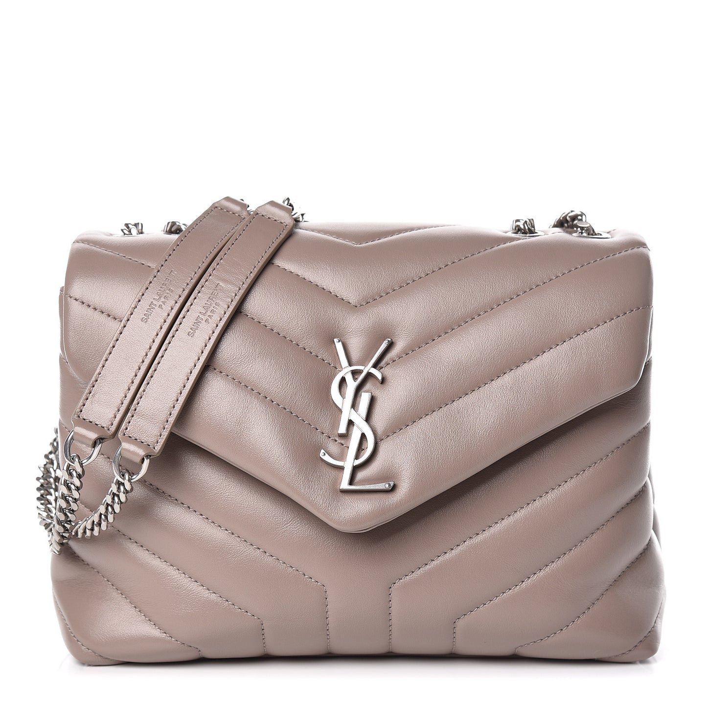 Calfskin Y Quilted Monogram Small Loulou Chain Satchel Taupe Sable