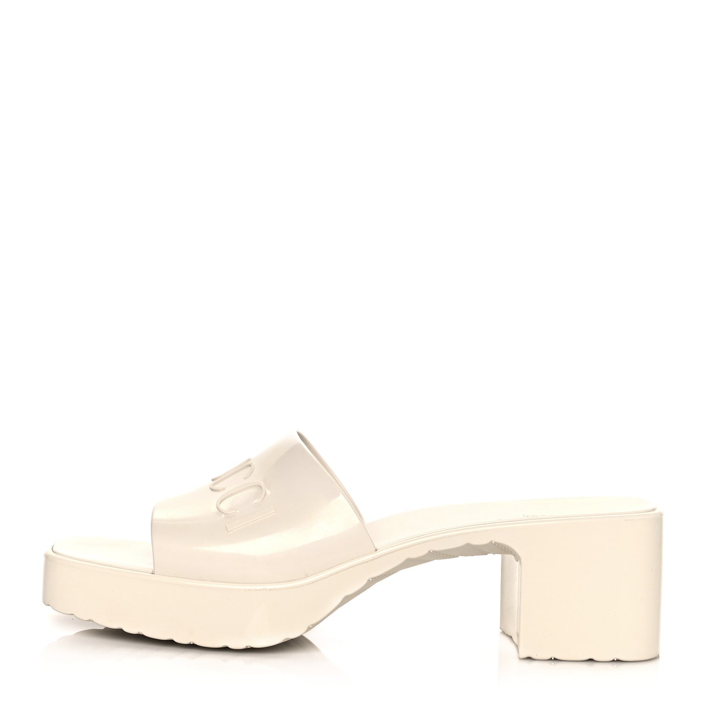 Rubber Gucci Logo Womens Platform 20/60mm Slide Sandals 40 Mystic White