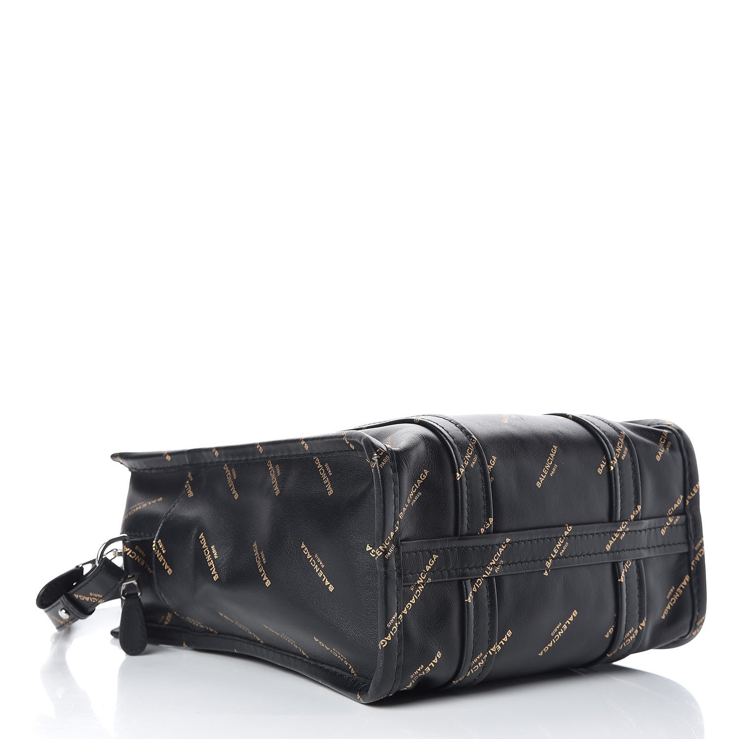 Balenciaga Calfskin Allover Logo XS Bazar Shopper Tote Black Gold 4 of 12