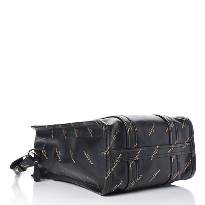 Balenciaga Calfskin Allover Logo XS Bazar Shopper Tote Black Gold 4 of 12