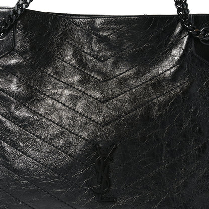 Saint Laurent Crinkled Calfskin Matelasse Monogram Medium Niki Shopper Tote Black 8 of 10