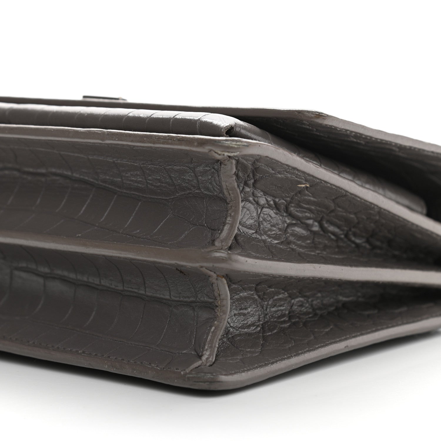 Saint Laurent Calfskin Crocodile Embossed Medium Monogram Sunset Fog 10 of 11