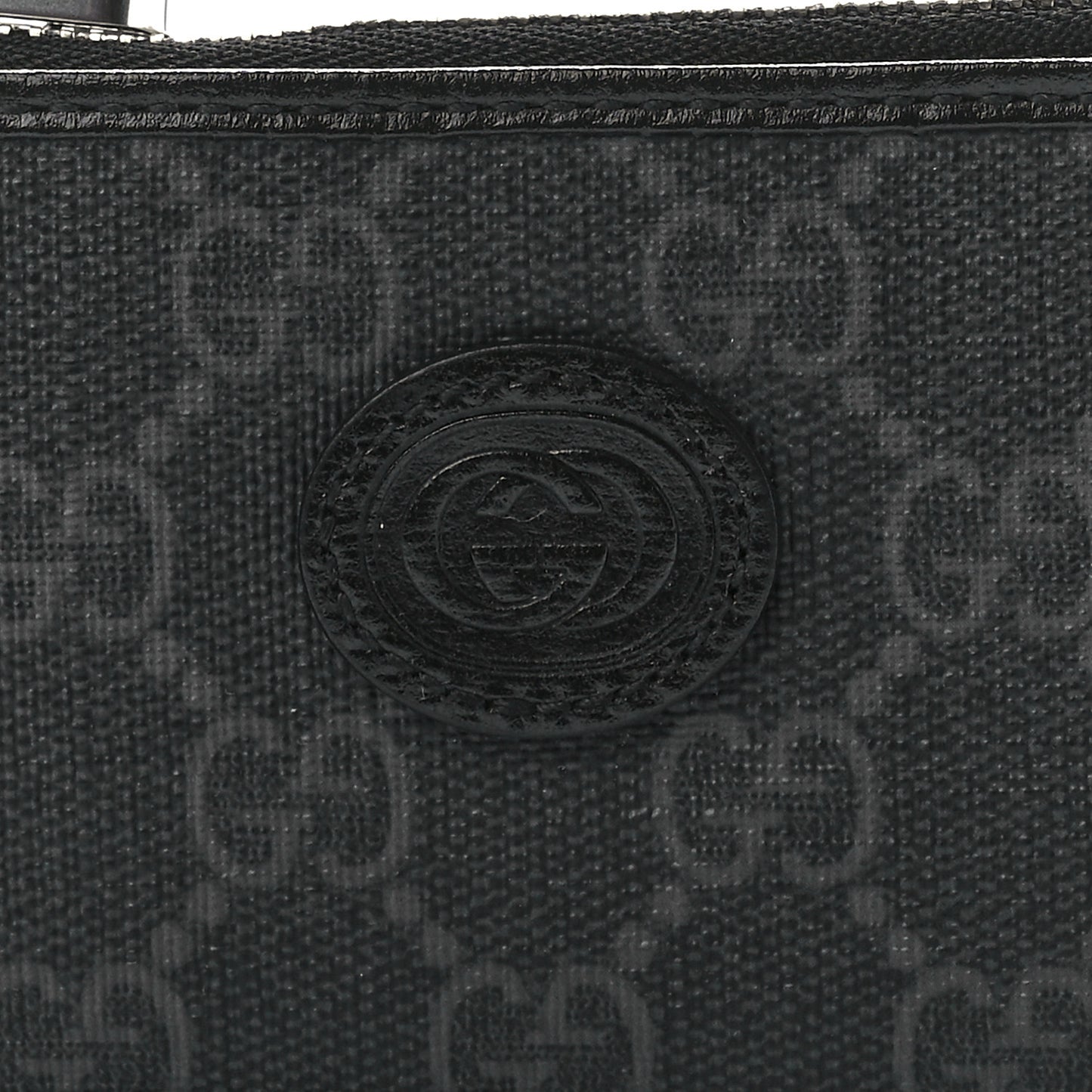 GG Supreme Monogram Azalea Calfskin Retro Interlocking G Coin Case Card Holder Black