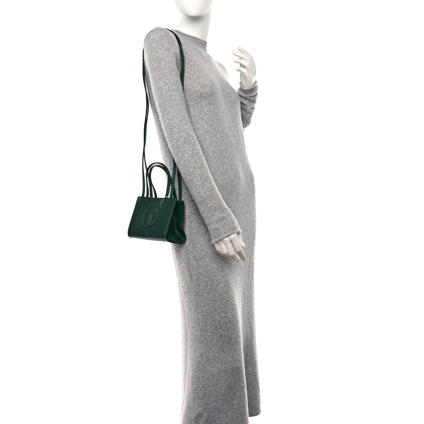 Vegan Leather Small Shopping Bag Dark Olive