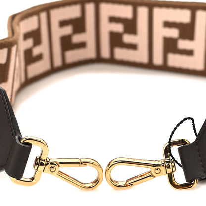 Fendi Ribbon Vitello Century FF 1974 Embroidered Adjustable Strap You Fango Rosa Confetto Chocolate 3 of 5