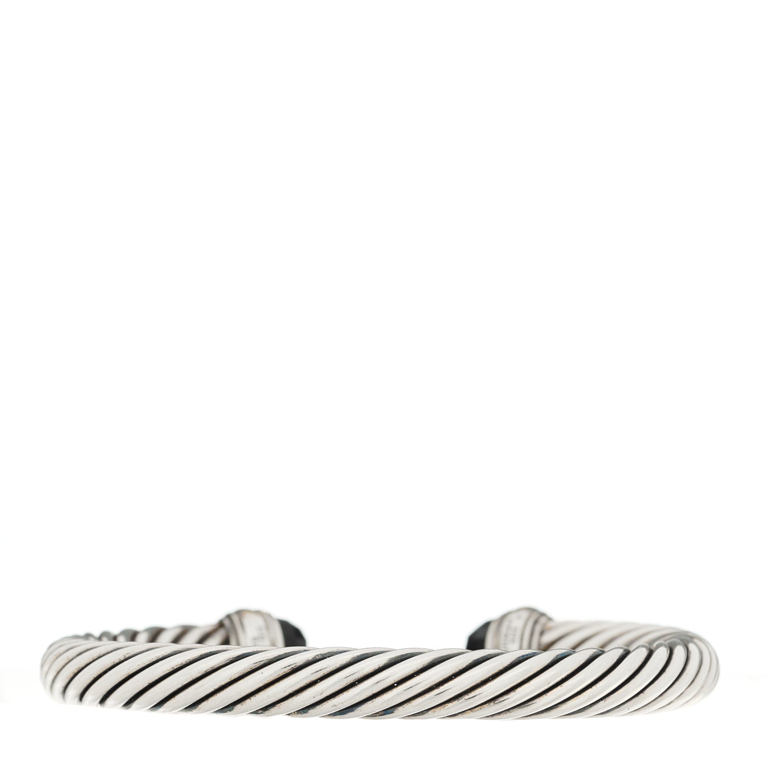 David Yurman Sterling Silver 14K Yellow Gold Black Onyx 7mm Cable Classics Bracelet 2 of 3