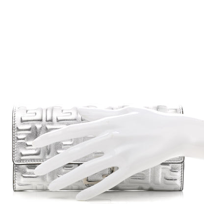 Fendi Vitello Catalan Mirror FF 1974 Embossed Continental Wallet Argento 2 of 8