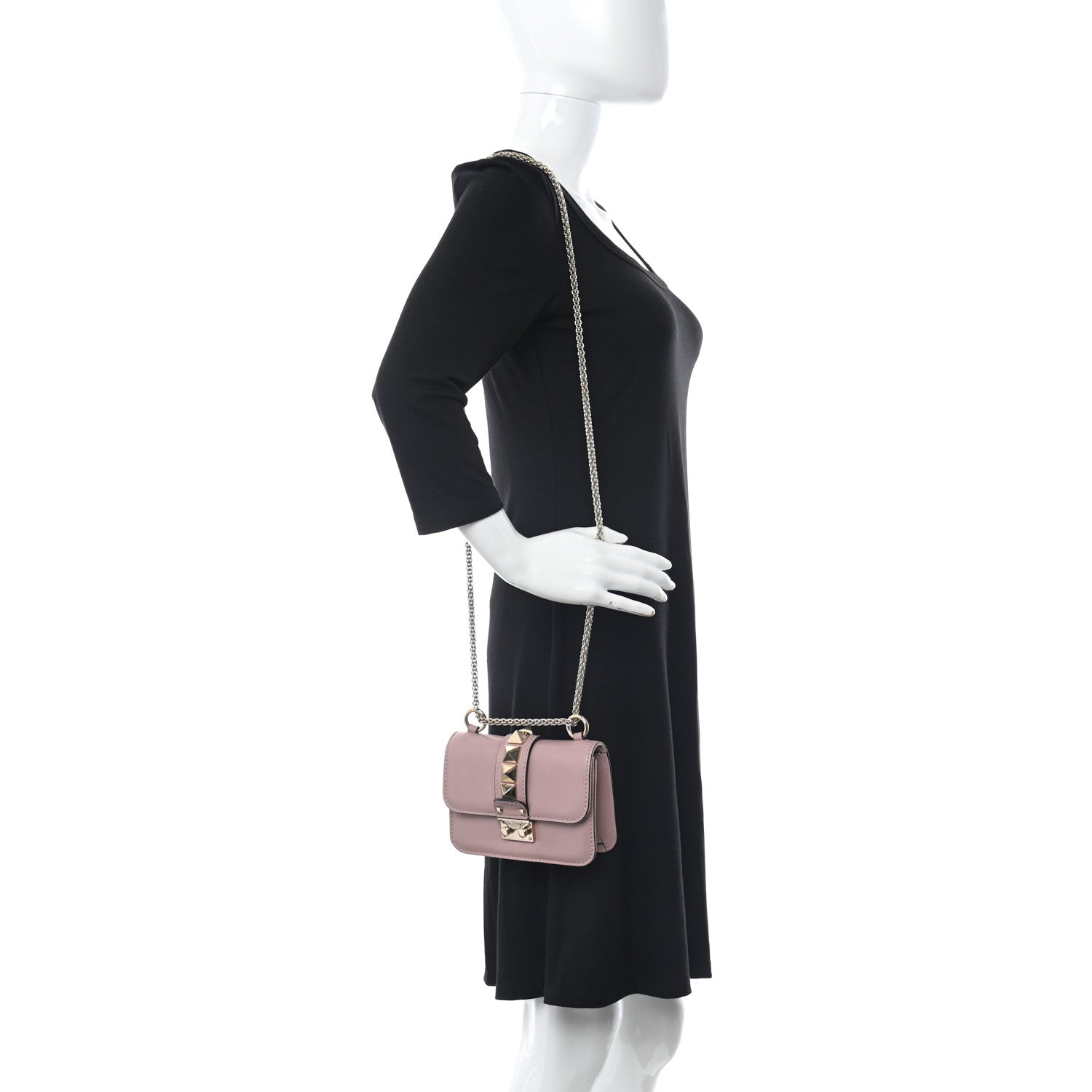 Valentino Garavani Vitello Mini Glam Lock Rockstud Flap Lipstick 2 of 14