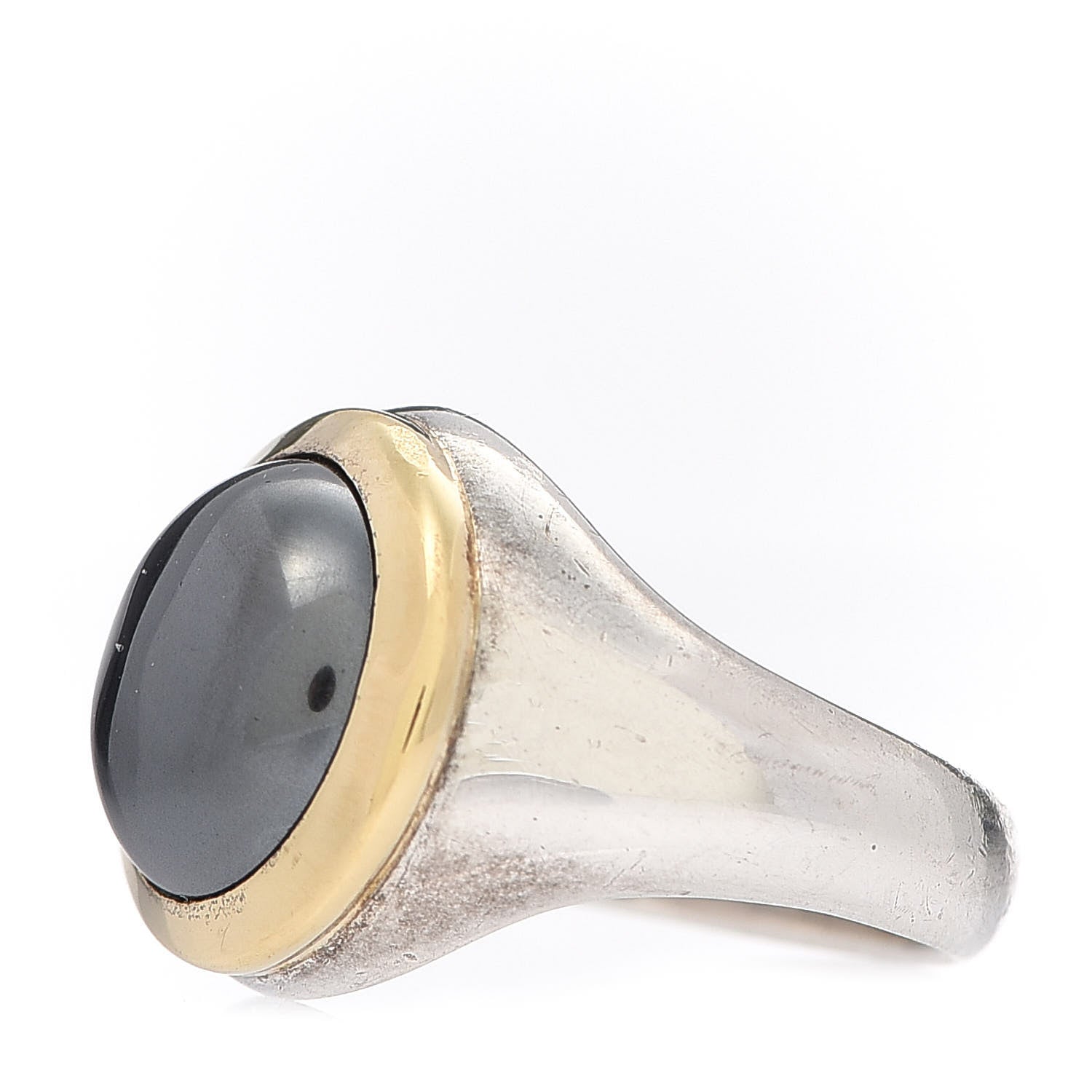 Tiffany Sterling Silver 18K Yellow Gold Hematite Ring 48 4.5 5 of 14