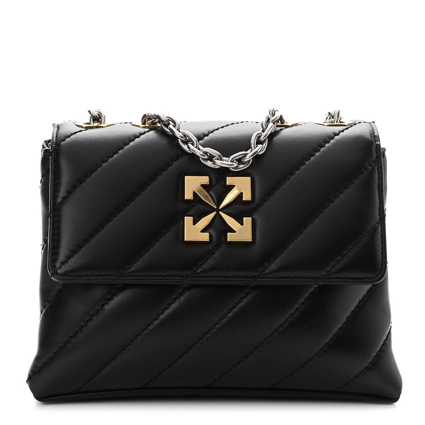 Calfskin Diagonal Quilted Jackhammer 19 Shoulder Bag Black