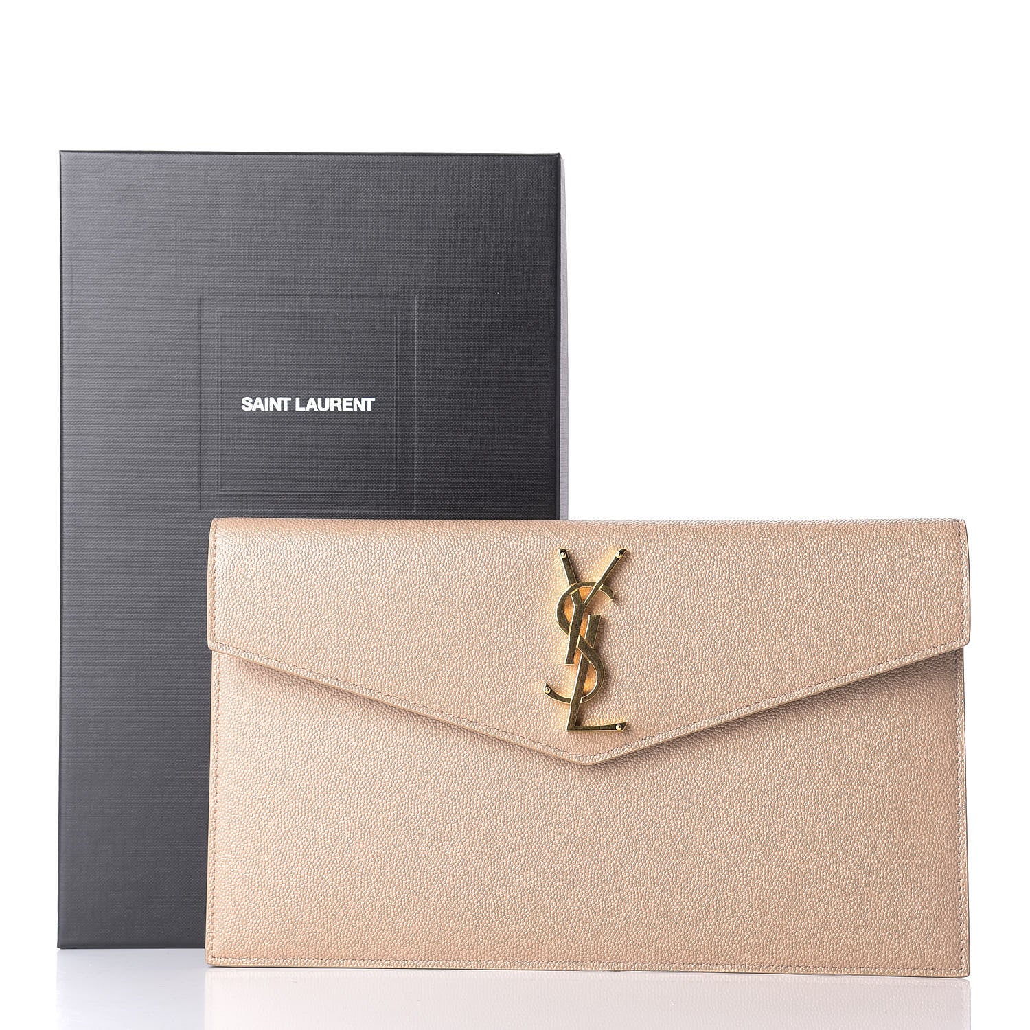 Saint Laurent Grain De Poudre Uptown Pouch Dark Beige 10 of 10