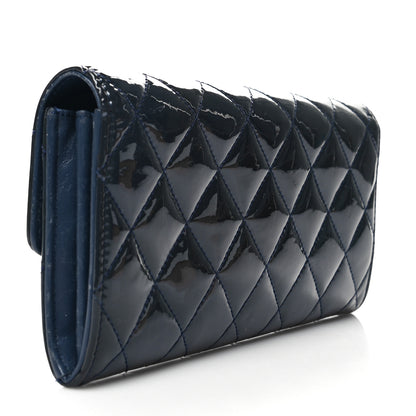 Chanel Patent Quilted Large Flap Wallet Navy 3 of 11