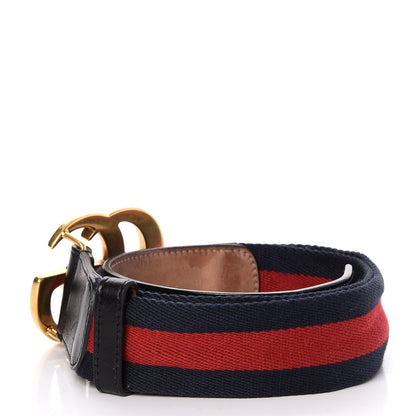 Gucci Nylon Calfskin Double G Web 40mm Belt 85 34 Blue Red Black 3 of 7