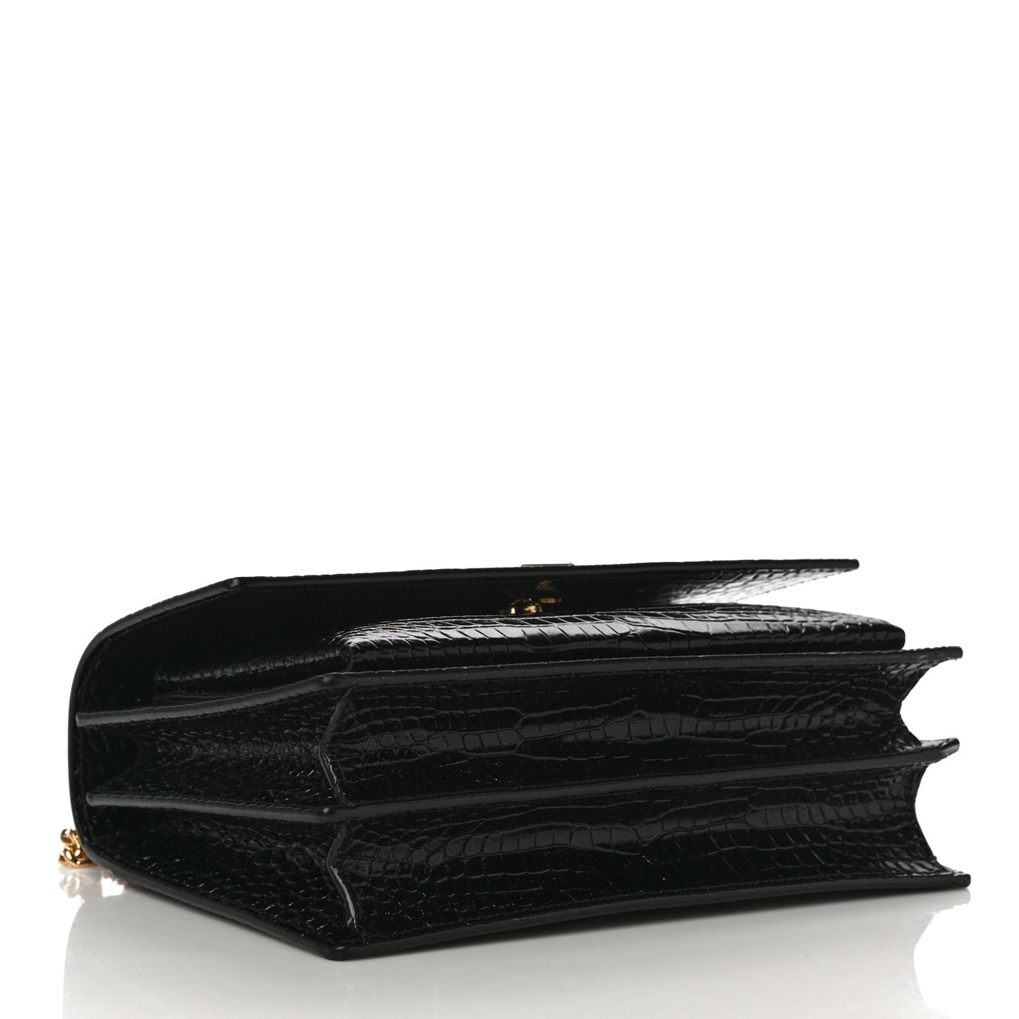 Calfskin Crocodile Embossed Medium Monogram Sunset Black
