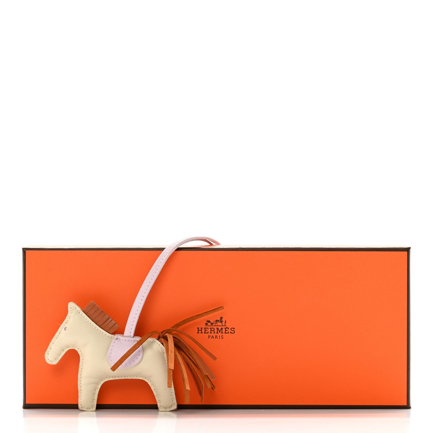 Hermes Milo Lambskin Grigri Rodeo Horse Bag Charm PM Craie Gold Mauve Pale 7 of 7