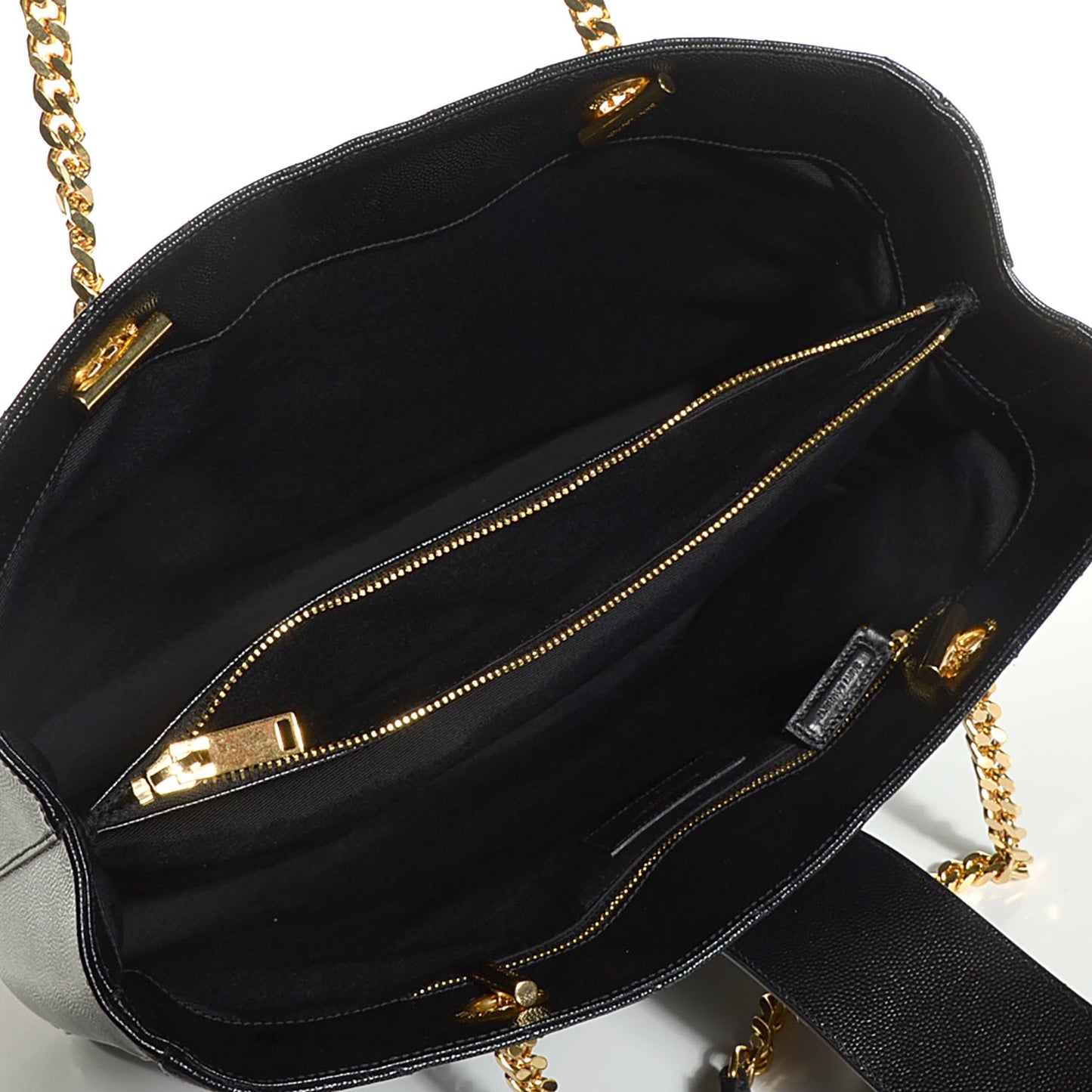 Grain De Poudre Matelasse Chevron Monogram Shopping Bag Black
