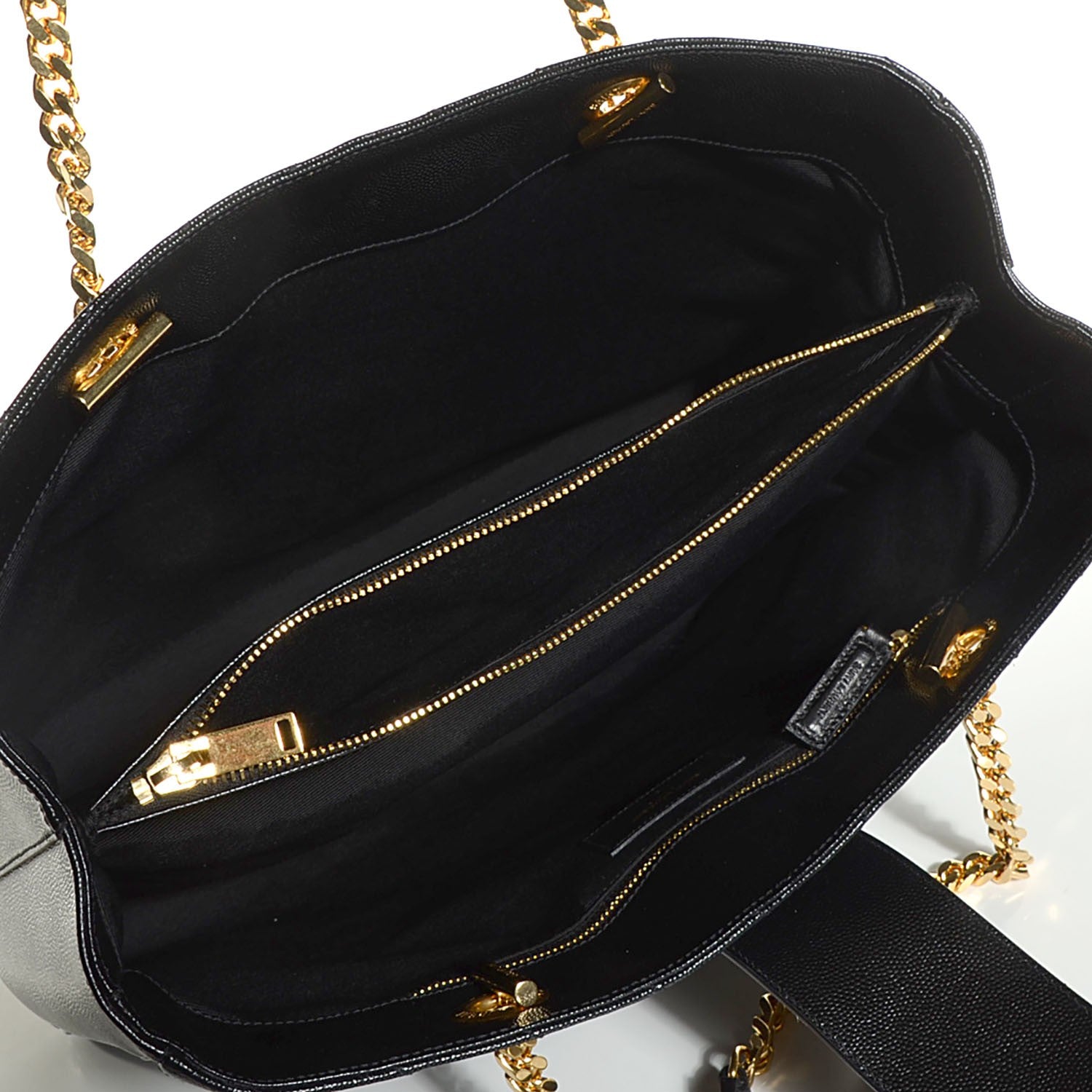 Saint Laurent Grain De Poudre Matelasse Chevron Monogram Shopping Bag Black 27 of 36