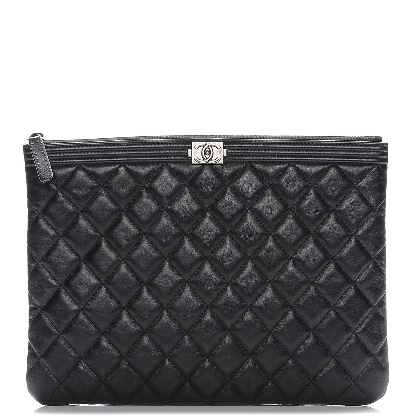 Lambskin Quilted Medium Boy Cosmetic Case Black