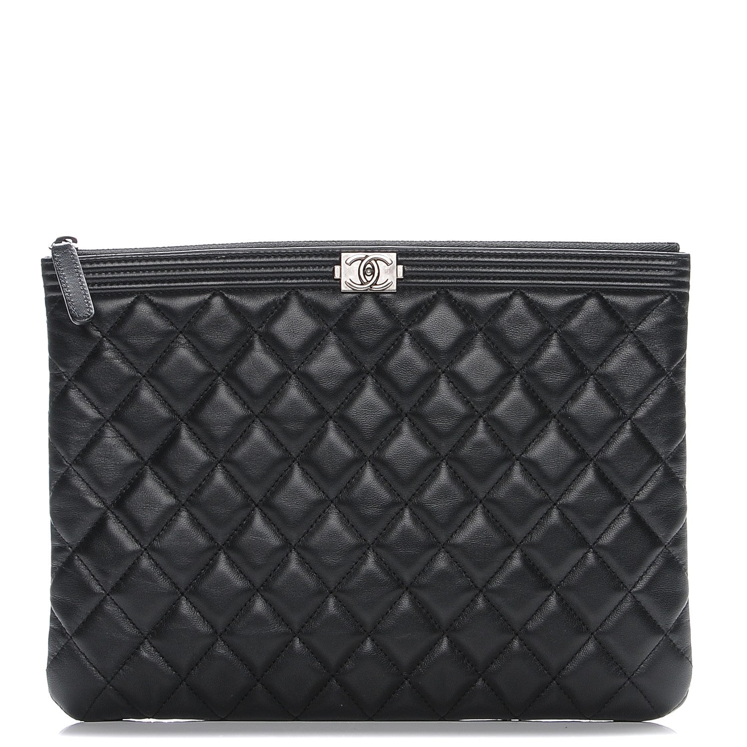 Chanel Lambskin Quilted Medium Boy Cosmetic Case Black 1 of 7