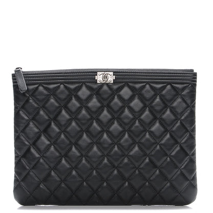 Chanel Lambskin Quilted Medium Boy Cosmetic Case Black 1 of 7