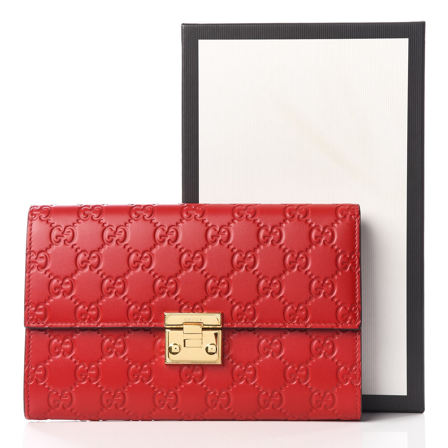 Gucci Guccissima Padlock Clutch Hibiscus Red 10 of 12