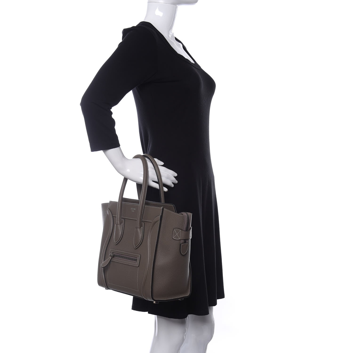Celine Drummed Calfskin Micro Luggage Souris 2 of 14