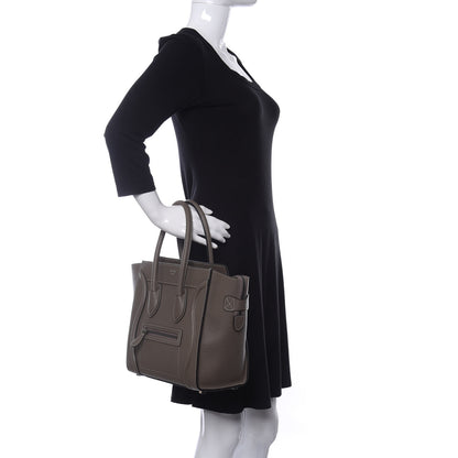 Celine Drummed Calfskin Micro Luggage Souris 2 of 14